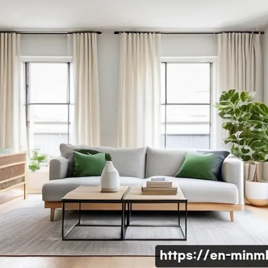 미니멀리즘 경제학에서의 가치 창출 - **A Bright, Airy Minimalist Living Room:** "A bright and airy living room in a modern apartment. The...
