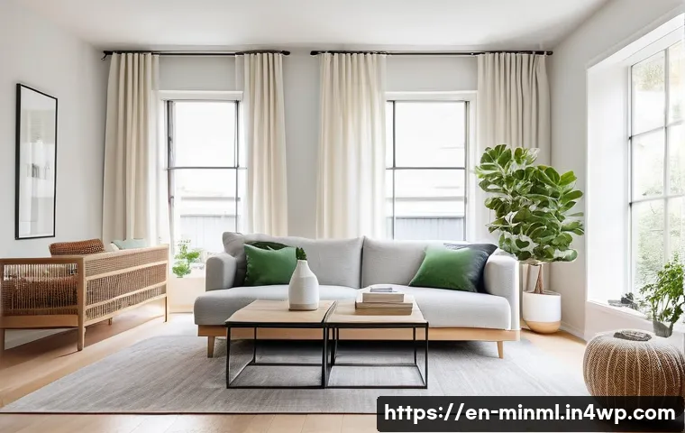 미니멀리즘 경제학에서의 가치 창출 - **A Bright, Airy Minimalist Living Room:** "A bright and airy living room in a modern apartment. The...