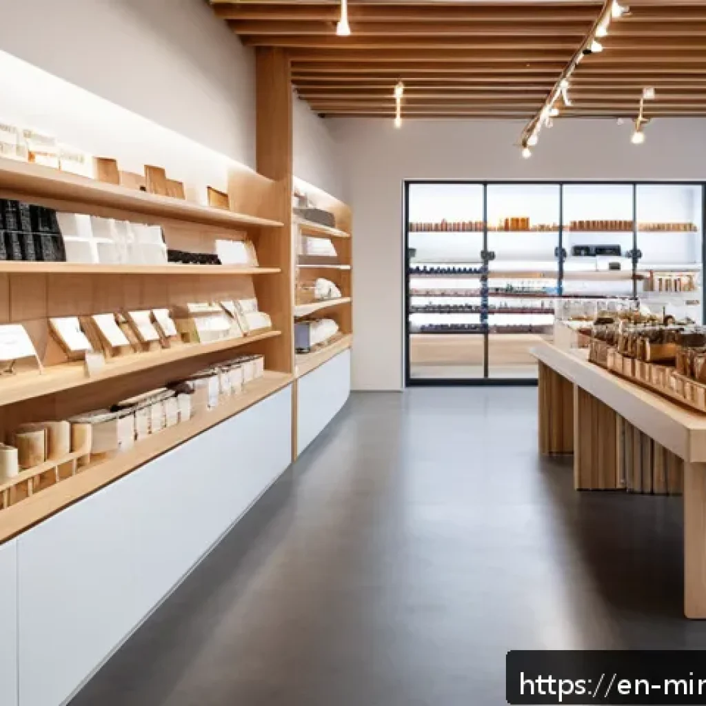 미니멀리즘 경제학과 소비자 보호 - A modern minimalist retail store interior featuring a sleek, well-organized display with a limited s...