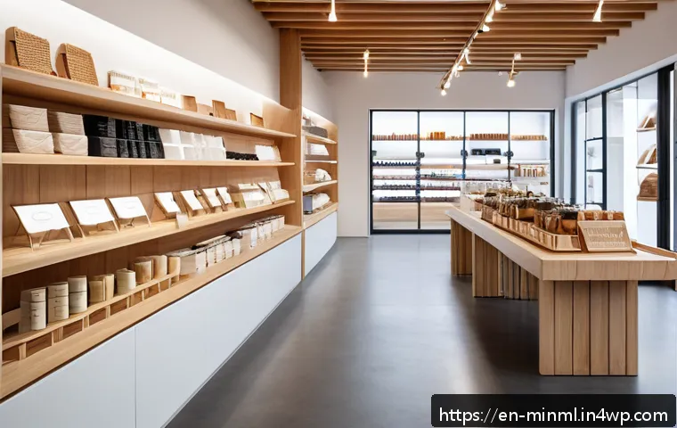 미니멀리즘 경제학과 소비자 보호 - A modern minimalist retail store interior featuring a sleek, well-organized display with a limited s...